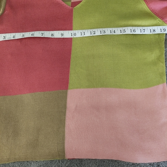 CARLISLE WOMEN'S SILK SWEATER  MULTICOLOR BLOCK PATTERN SIZE LARGE MINIMALIST - Picture 10 of 15